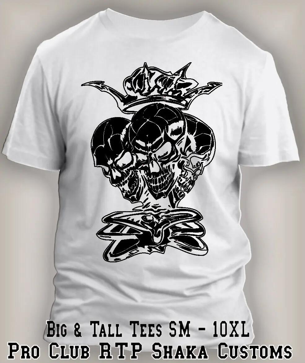 

Halloween Skulls 3 Headed Horror Big & Tall Evil Tee Shirt Pro Club Shaka RTP