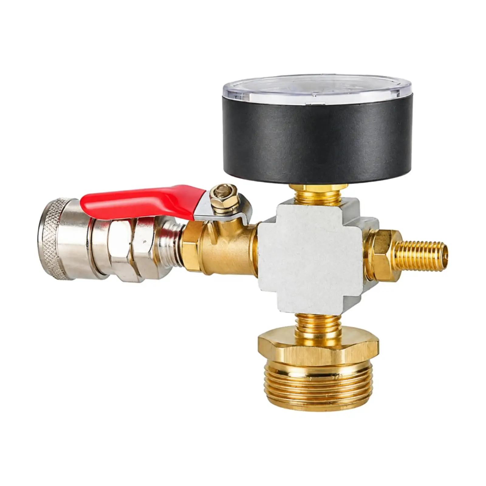 M30 Pressure Adapter Air Compressor Conversion Fitting with Gauge Push to Connect for Inflator Pneumatic Equipment Portable Tire