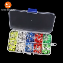 LED Light Emitting Diode, Eletrônica Set Box, sortido Kit, Branco, Verde, Vermelho, Azul, Amarelo, Laranja, 3mm, 5mm, F3, F5