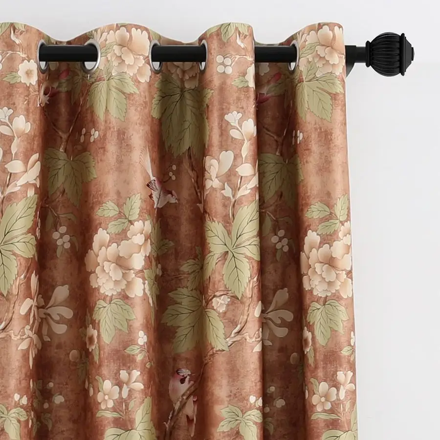 

Floral Blossoming Blackout Curtains 84 inches Long, Grommet Heavy and Soft Energy Efficient Thermal Insulate Drapes for Bedroom