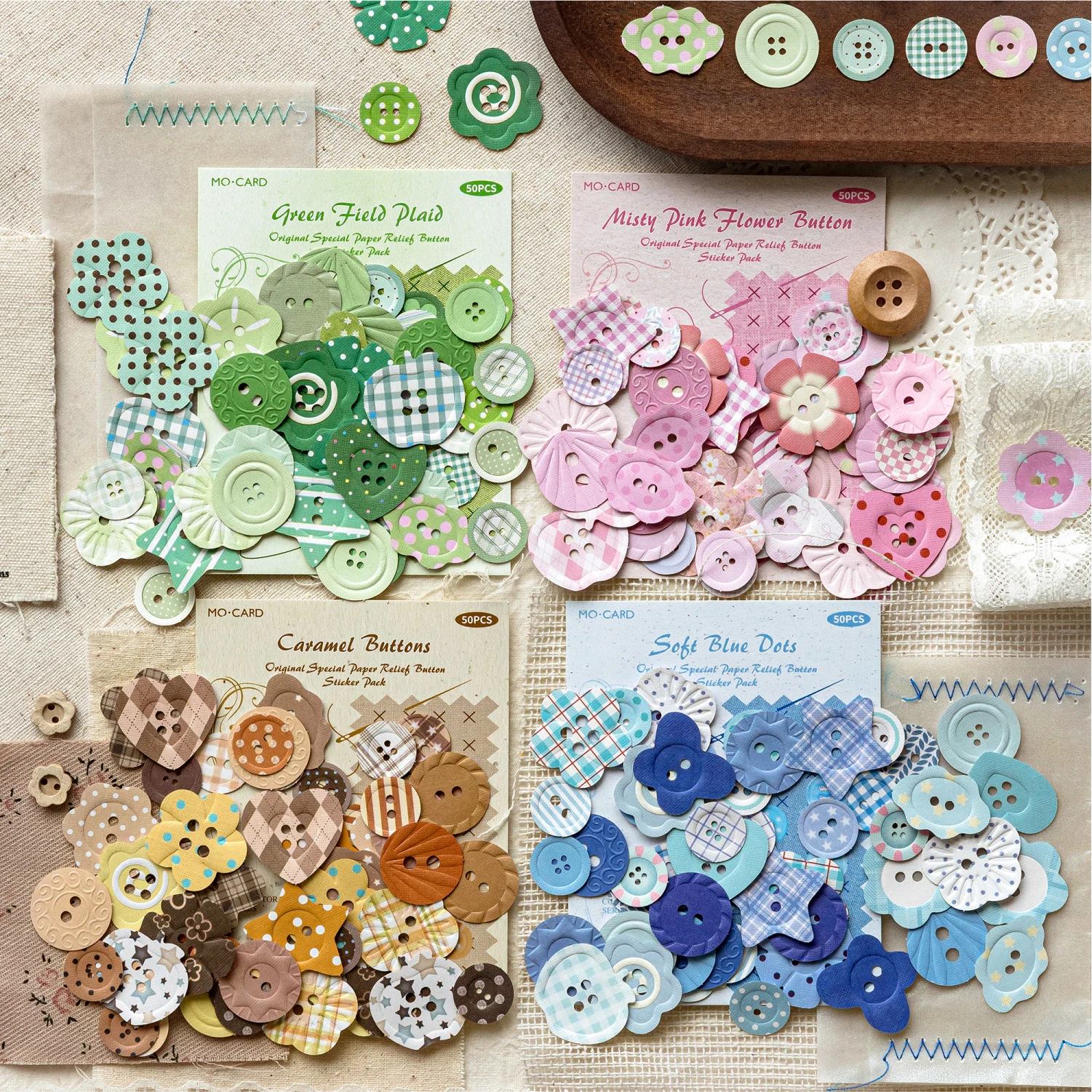 JIANQI 50 Stück Button-Sammler, Kraftpapiermaterial, dekorative Aufkleber, Tagebuch-Album, Scrapbooking-Material, Junk-Journal-Zubehör