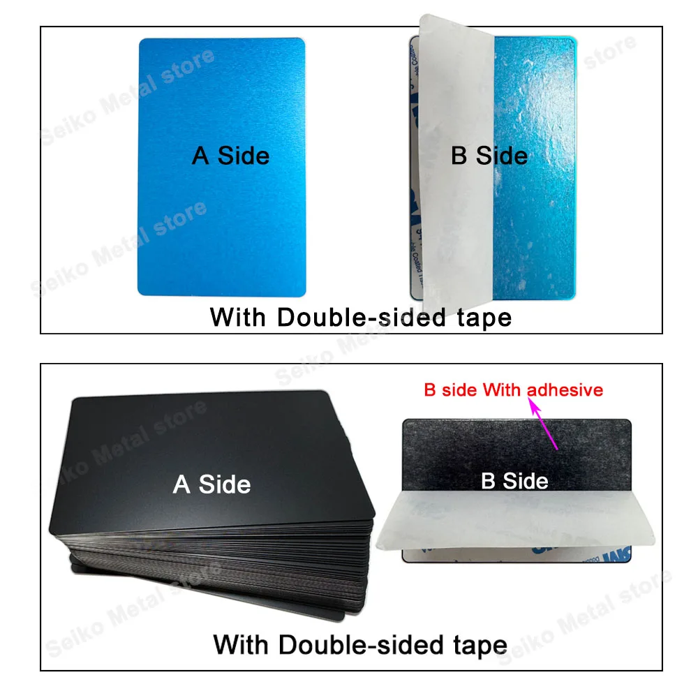 

50 шт. с клейкой металлической табличкой, визитные карточки толщиной 0,2 мм, материал из анодированного алюминиевого сплава, пустая карта для лазерной маркировки своими руками