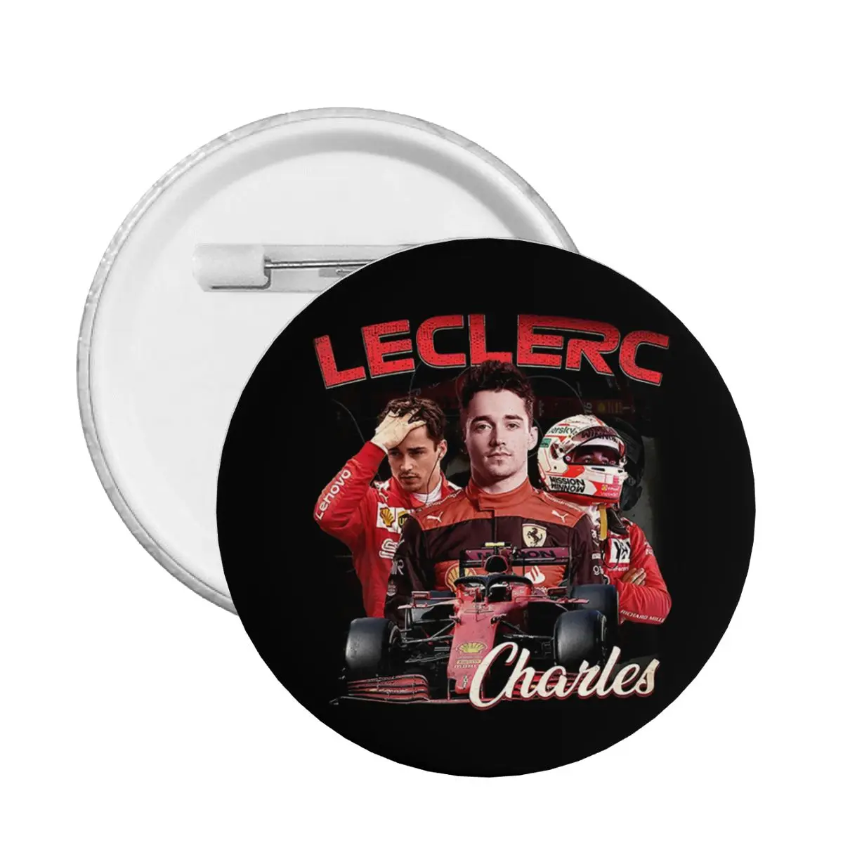 Формула-один-драйвер-leclercs-Монако-Чарльз-круглая-булавка-для-шляп-настраиваемые-значки-броши