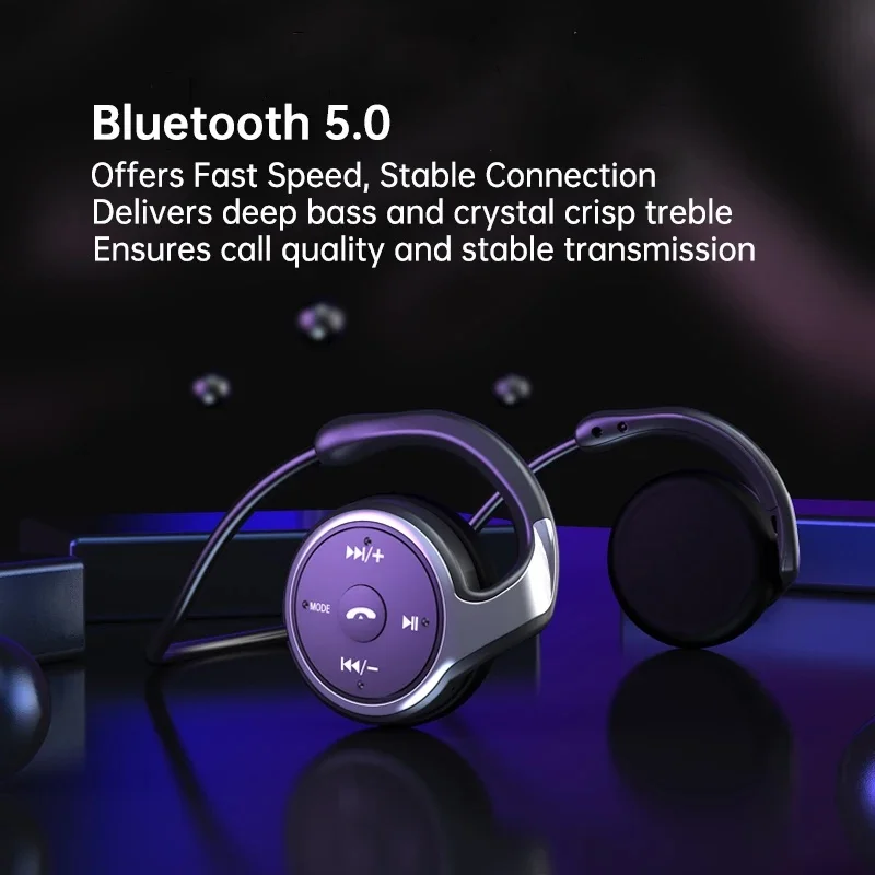 

With FM Radio Wireless Earphones Outdoor Sports MP3 Player BT5.0 Bluetooth Earphone 32G TF Card Foldable Headset Handsfree Call