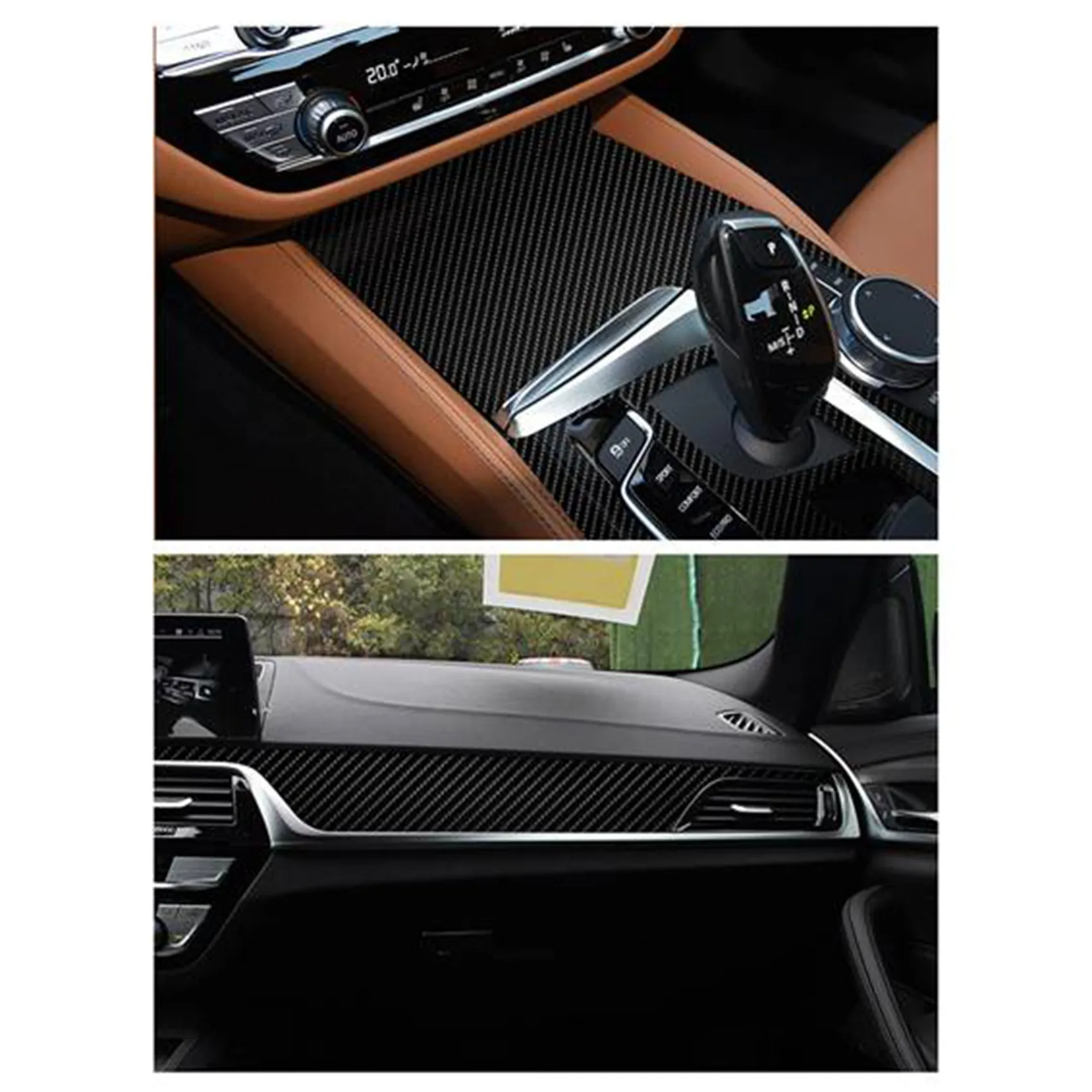 Portable Protective Film Carbon Fiber Vinyl Sticker 5D Stickers Car Interior Trim Black For BMW 5 Series G30 G31 2017-2020 RHD