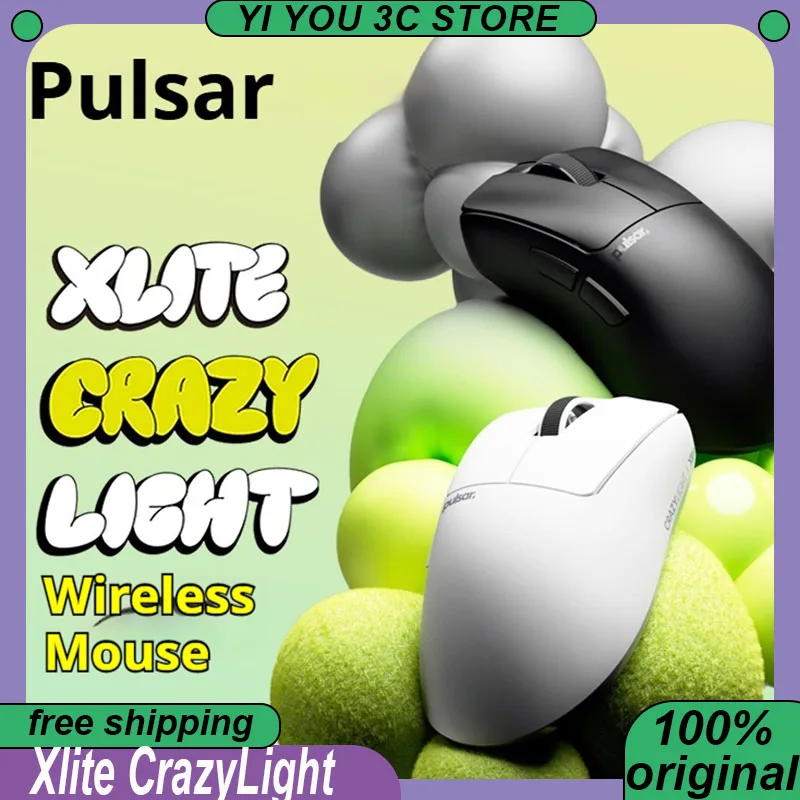 

Pulsar Xlite CrazyLight Wireless Esports Mouse Lightweight 2.4G XS-1 Sensor 8K Ergonomic Right Hand Mice 32000DPI PC Gaming