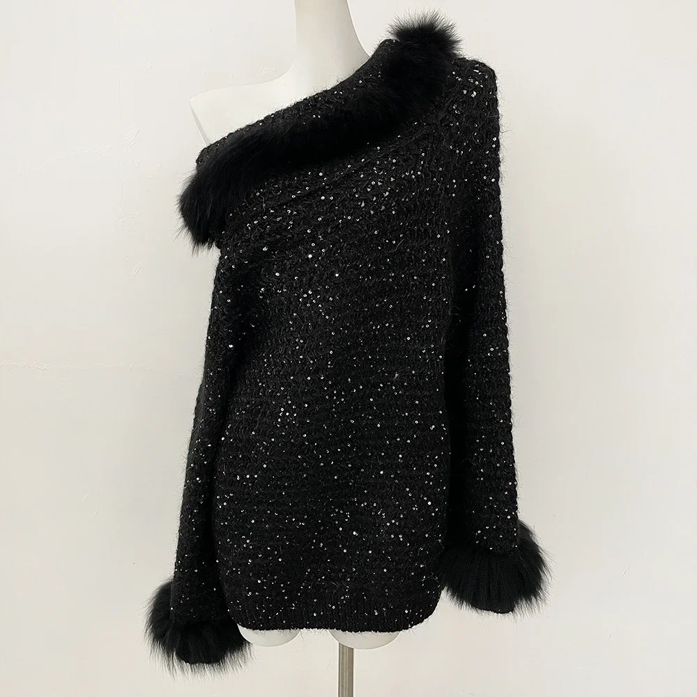 

Fox Fur Knitwear Sweater Women Fox Fur Coat Pullover Autumn 2025 Spring Decoration Outerwear Coats Real Fox Kinted Female