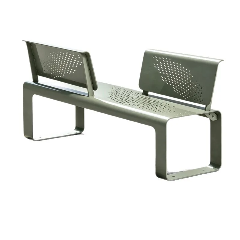 Stainless steel park chair, outdoor backrest bench, square community strip stool, anti-corrosion plastic wood leisure row chair