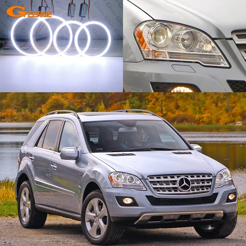 For Mercedes Benz M Class W164 ML 2005 2006 2007 2008 2009 2010 2011 Ultra Bright DRL COB LED Angel Eyes Kit Halo Rings