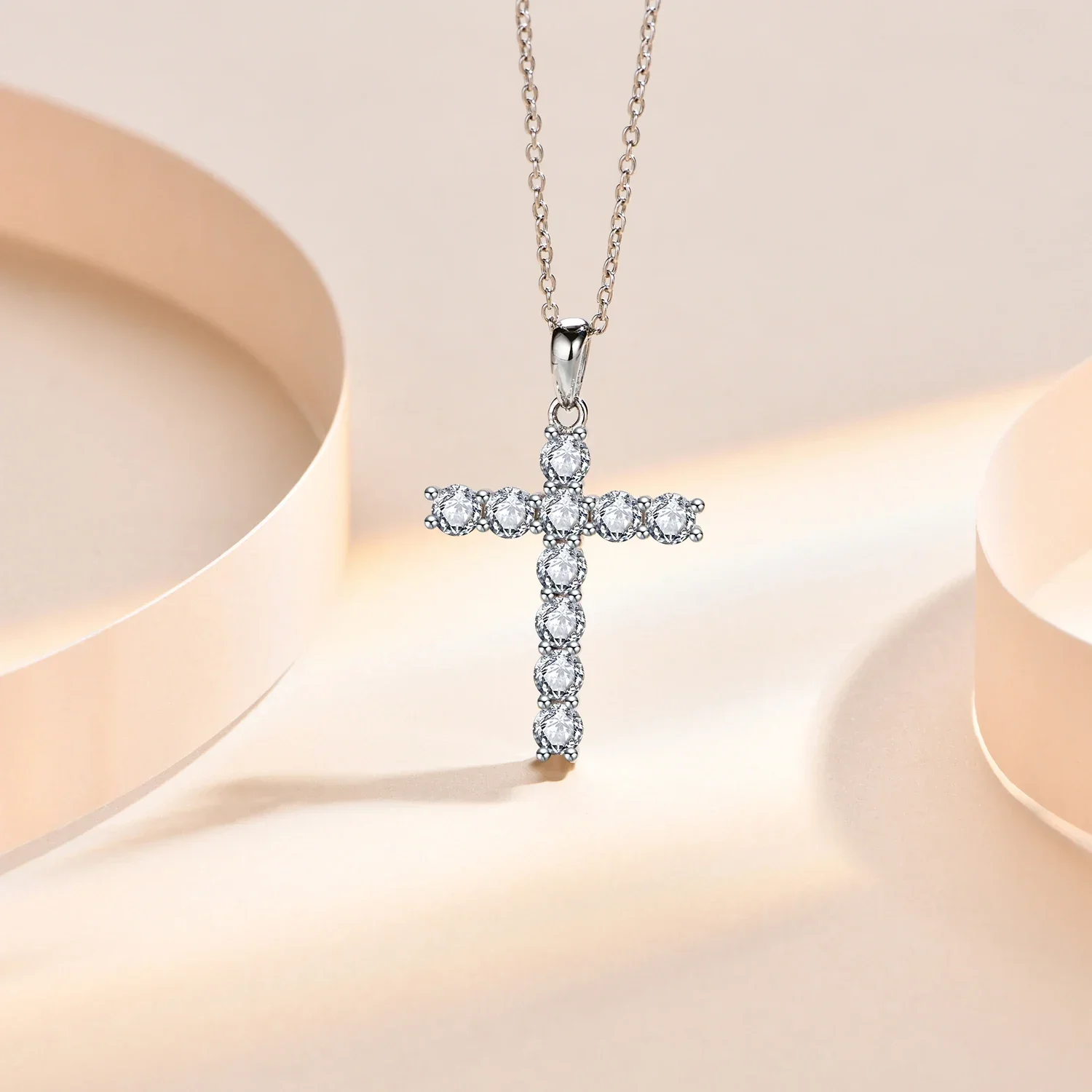 FCGJHW 4*3mm Moissanite Cross Pendants For Women Solid S925 Sterling Silver Handset Necklace for Engagement Bridal Gifts 2026