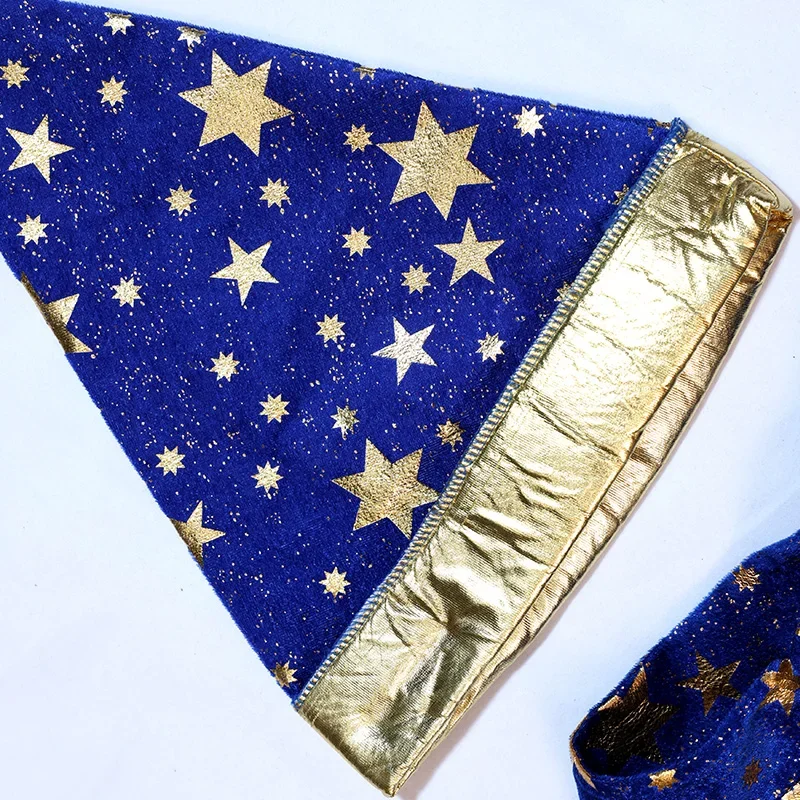 FC6Men Abito blu e cappello Star Moon Magic Mago Costume da mago Costume da mago unisex Mantello e cappello da mago Abiti @ FC8!