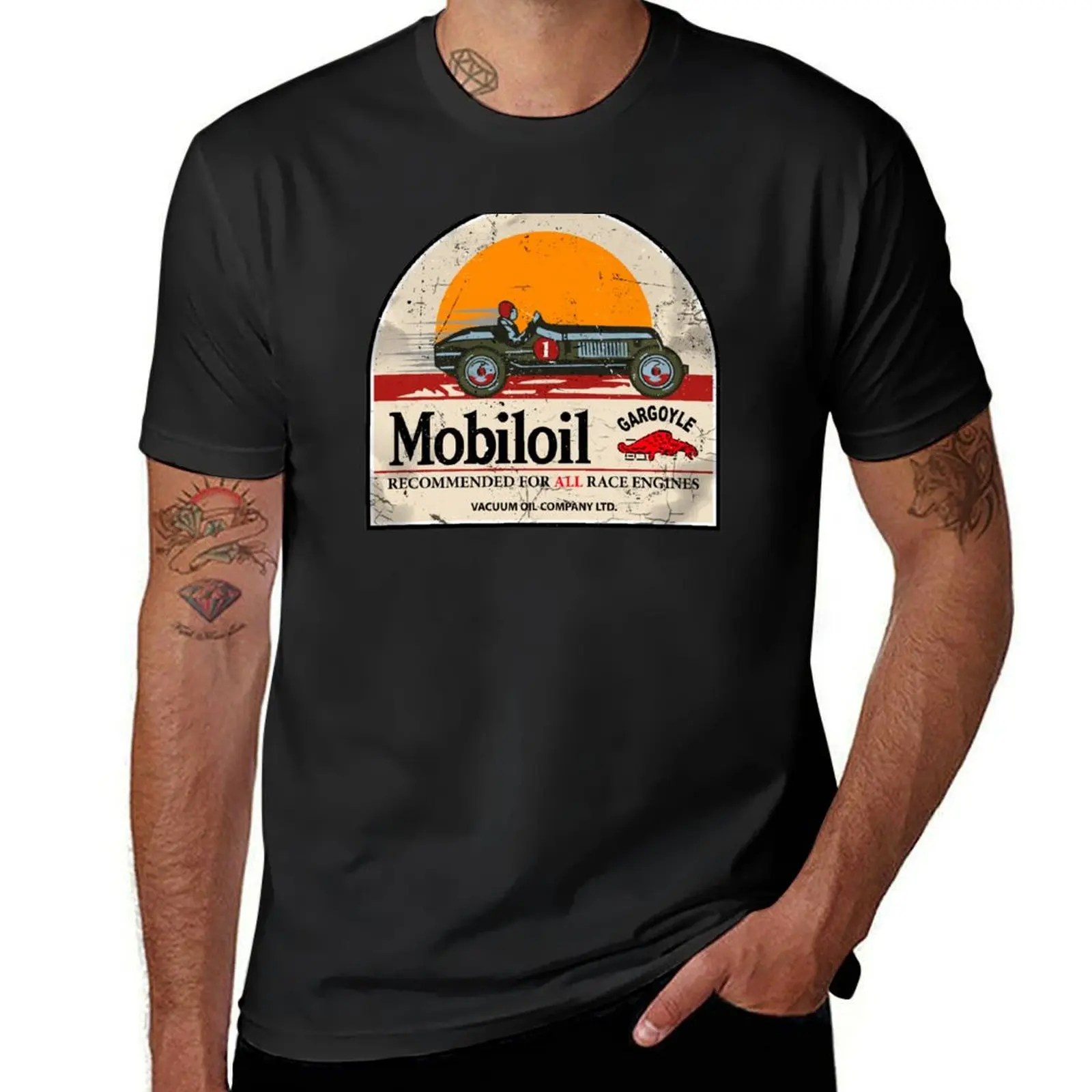 Mobiloil and gargoyle race T-Shirt plain oversized for a boy heavyweights plain white t shirts men