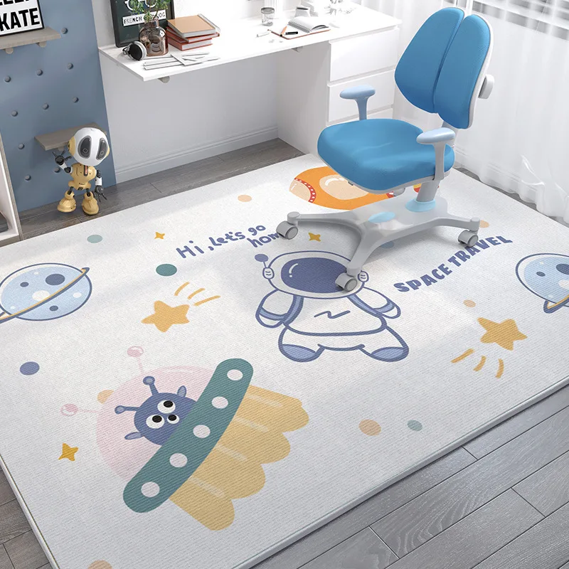 Cartoon Space Astronaut Children's Bedside Area Carpets Door Mat Floor Rug Family Living Room Flannel Anti-slip Kids Room Carpet