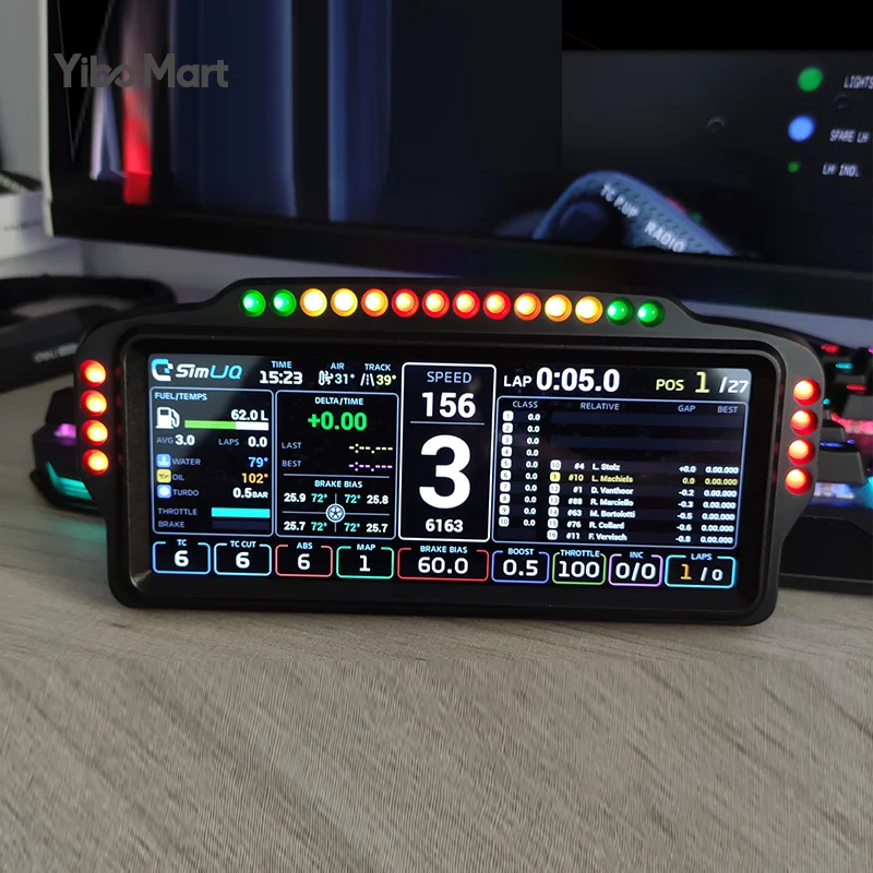 SimLJQ Racing Game Simulator Dashboard 21:9 Wide Screen 7-inch 1280x480 IPS 22PCS RGB LED Support