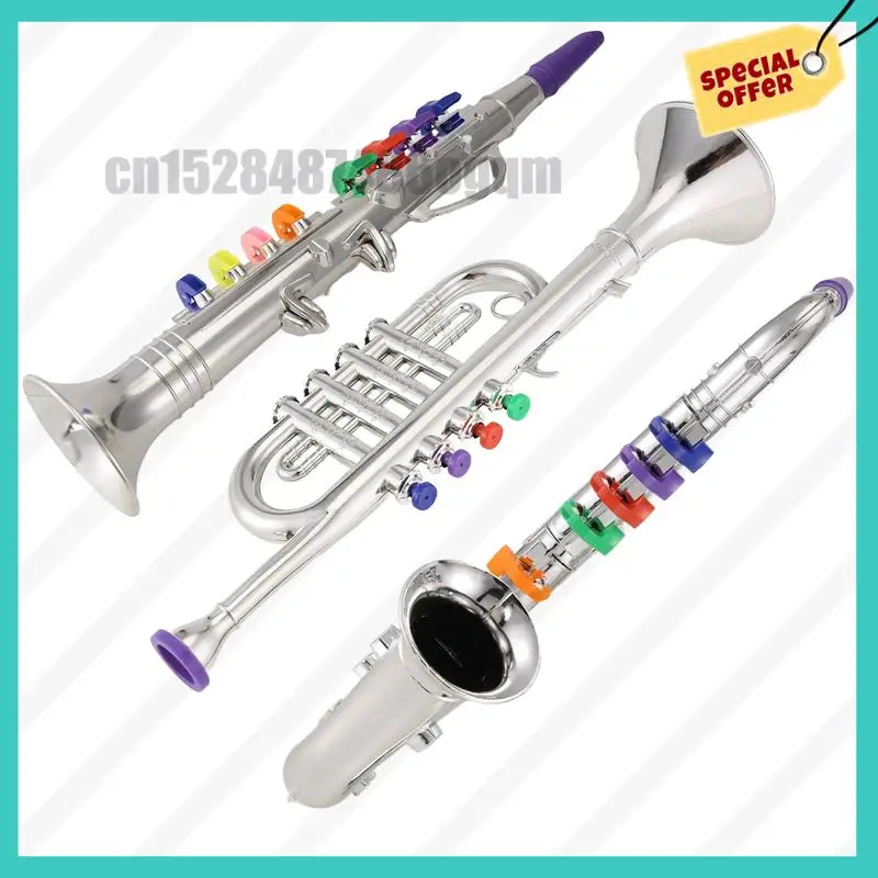 

-ABJZ 3Pcs Kids Musical Instruments Clarinet Wind And Brass Musical Instruments Combo For Toddlers Play