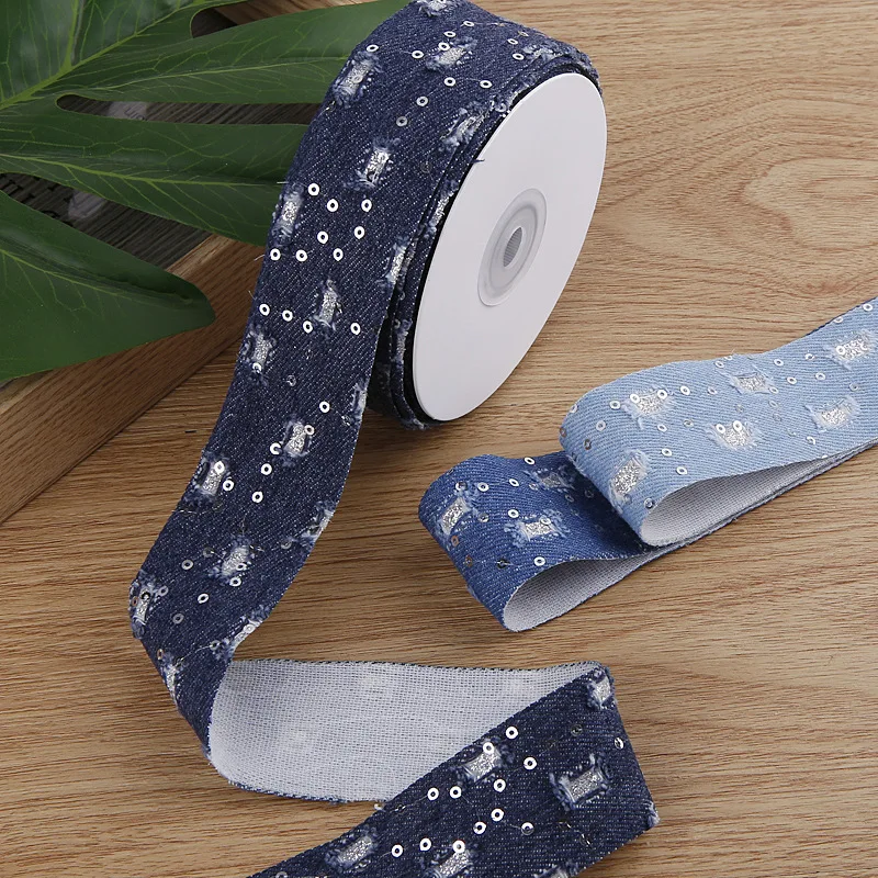 Kewgarden Hole Sequins Denim Ribbons 40mm 1.5