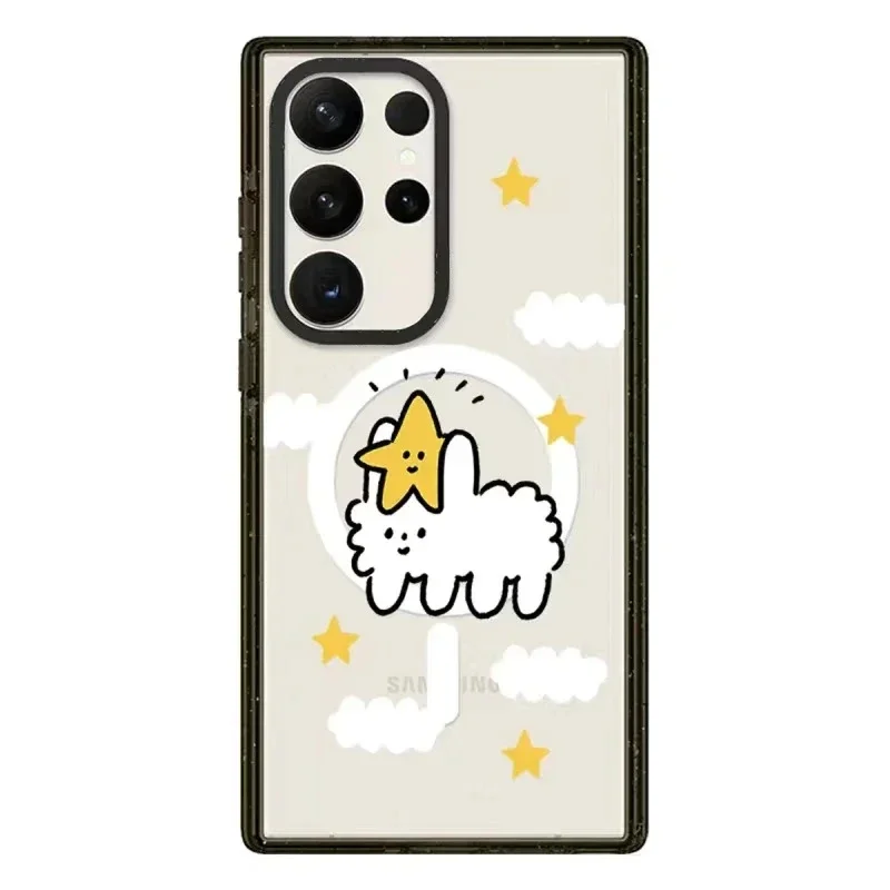 

Cute Cloud MagSafe Acrylic Black Border Case for Samsung Galaxy S22 Ultra S23 Ultra S24 Ultra Cover Protective Shell