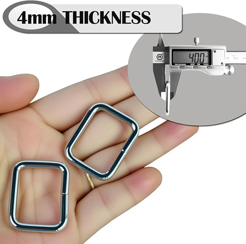 10pcs Metal Wire Formed Rectangle Ring Adjustable Belt Buckle D Ring Loops for Backpacks Strap Cat Dog Collar DIY Accessories