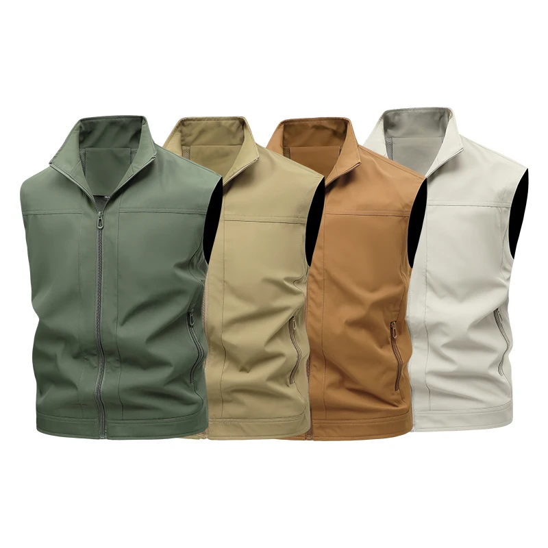 

Men Stand Collar New Outdoor Work Vest Couple Style Workwear Versatile Vest Jacket Men's Fashionable Spring and Autumn Jacket