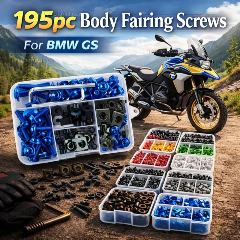 

195pcs Motorcycle Fairing Bolts Body Screws Nuts For BMW R 1200 GS LC R1200GS ADV Adventure Kit Aluminum CNC Fasteners Clips Set