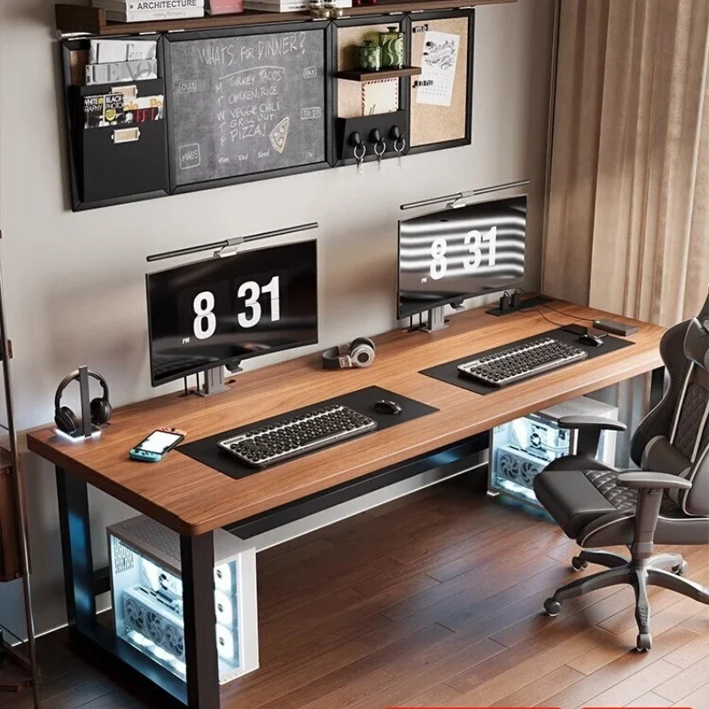 

Solid wood large board double computer desk desktop home desk