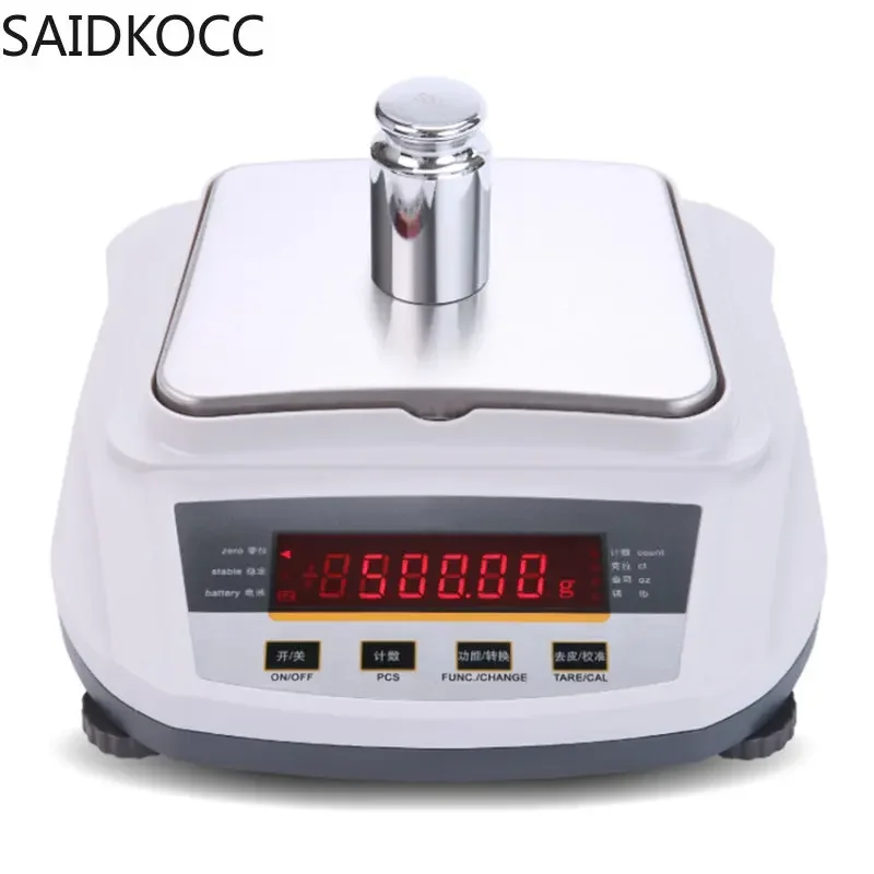 SAIDKOCC 0.1g/0.01g 5000g Electronic Scale Digital Jewelry Laboratory Electronic Balance Weighing Scale Rechargeable Scale