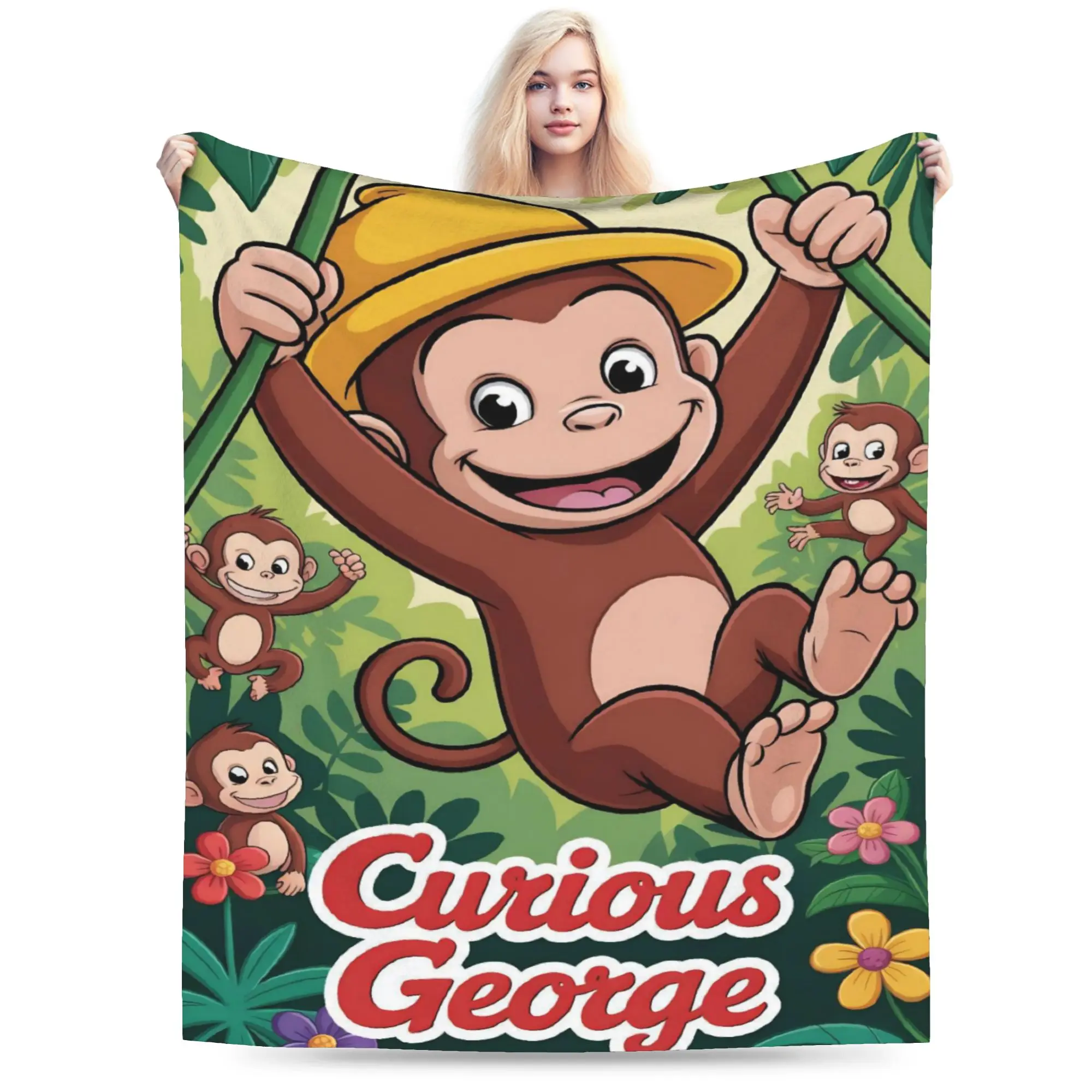 Curious George African Monkey  Blanket Multi-size Super Soft and Warm  Throw Blankets for Sofa Couch and Bed