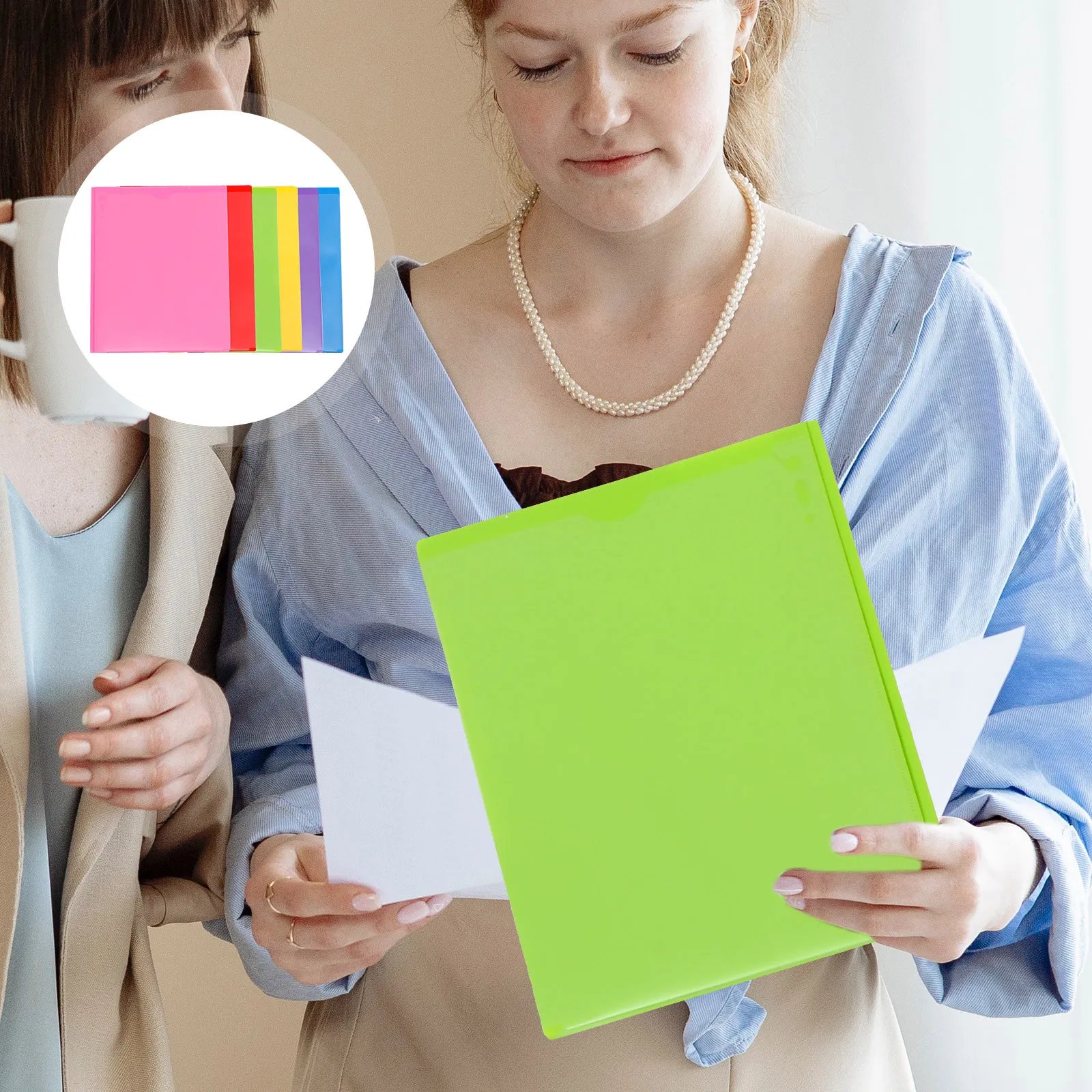 

6pcs File Folders 2-Pocket Plastic Document Organizer Heavy Duty Office Papers Folder For Home School Business File Storage