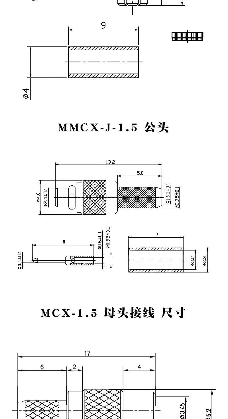 1 Stück MCX-KE Buchse zum Löten auf Leiterplatte, MCX-JE-KWE Buchsenstecker, vierpolig, rechtwinklig, MCX SMD – Detail 7
