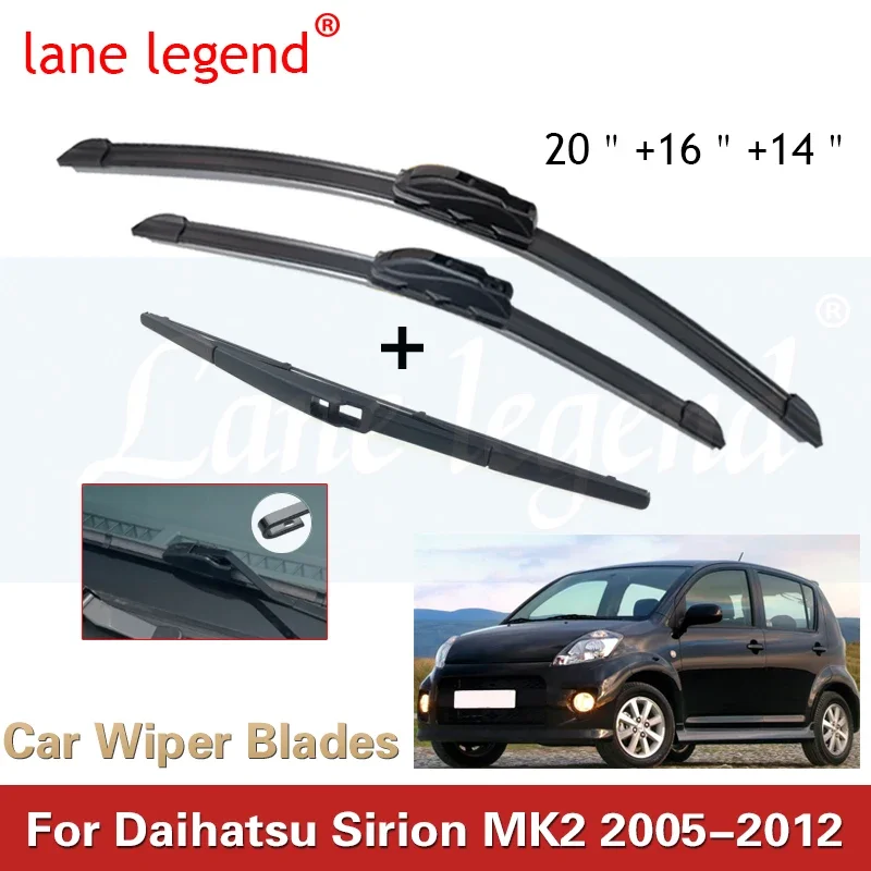 

Car Wiper Front & Rear Wiper Blades Set Kit For Daihatsu Sirion MK2 2005 - 2012 Windshield Windscreen Window 20"+16"+14"