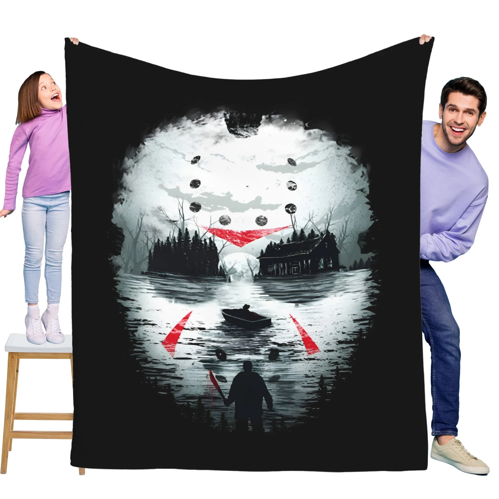 

The horror movie themed flannel blanket is soft and warm, perfect for sofas, beds, offices, and travel