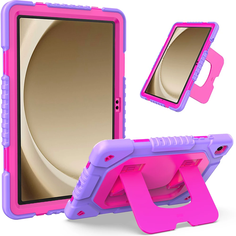 

For Samsung Galaxy Tab A11+ / A9+ Case Kickstand Silicone + PC Tablet Cover - Hot Pink
