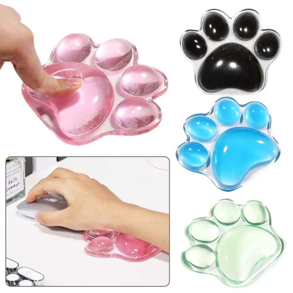 Fashion Cat's Paw Shaped Wrist Rest Pad Protection Hand Support Transparent Mouse Wrist Rest Non-Slip Comfortable Wrist Support