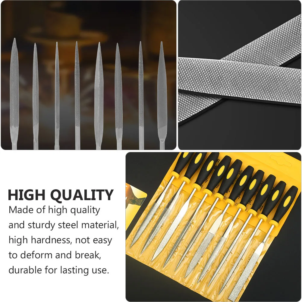 

10 pcs Steel File Set Durable High Hardness AntiSlip Handle Woodworking Tools Diamond Files For Hardwood Deburring Trimming