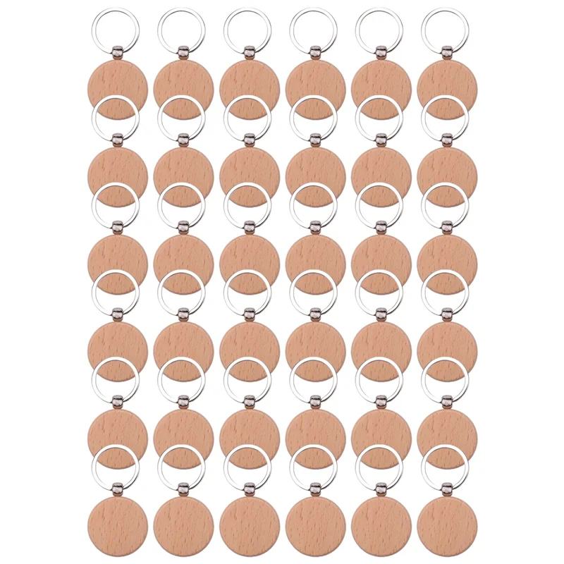 100Pcs Blank Round Wooden Key Chain Diy Wood Keychains Key Tags Can Engrave Diy Gifts TQ