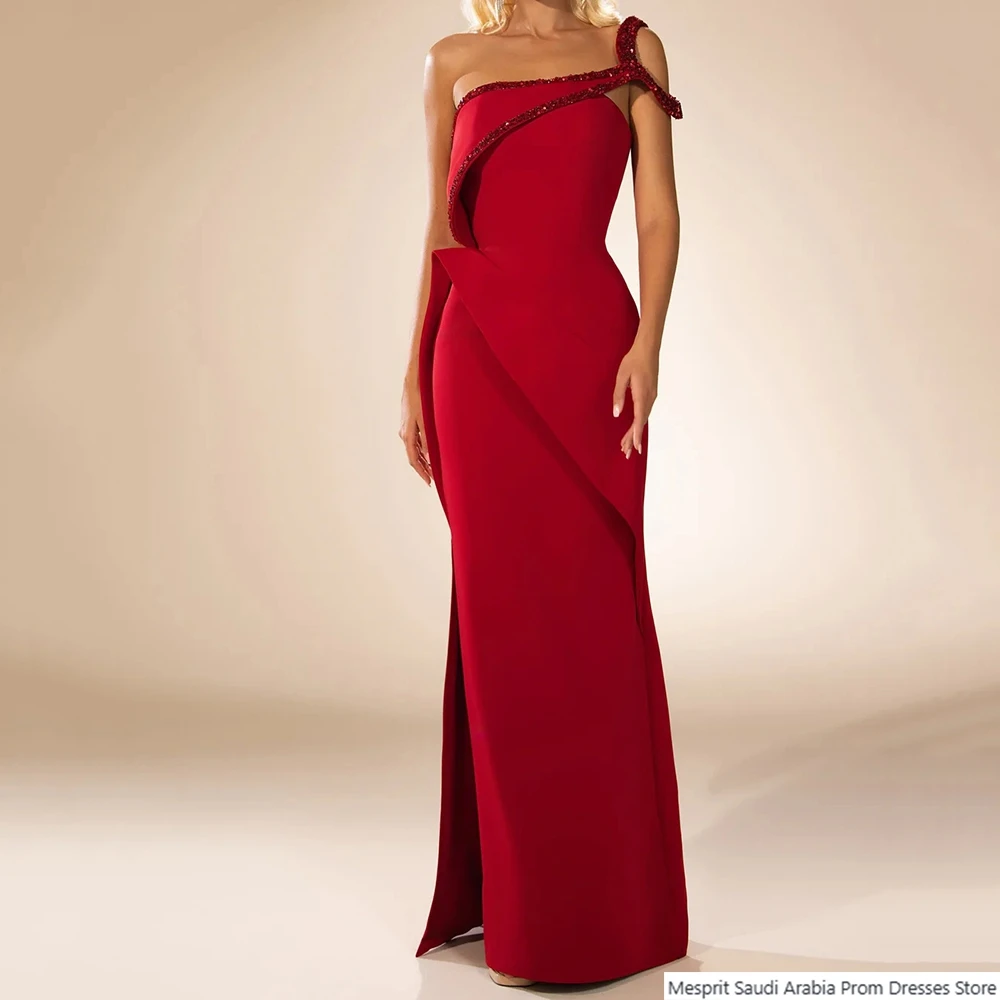 

A-line Women's Evening Dresses Floor-length One-shoulder Sleeveless Prom Gown Fashion Sequined Simple Draped Customized Gowns