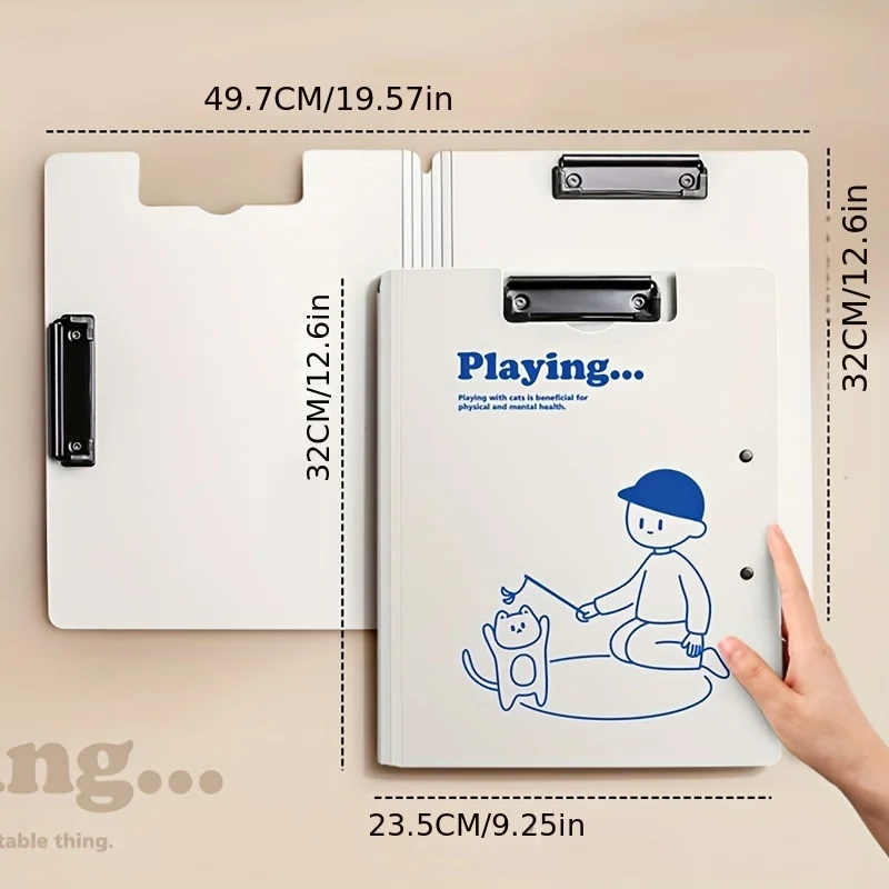 A4 File Folder with Stand Thickened Board Clip Foldable Document Folder Writing Board Pad Conference Record Folder Vertical