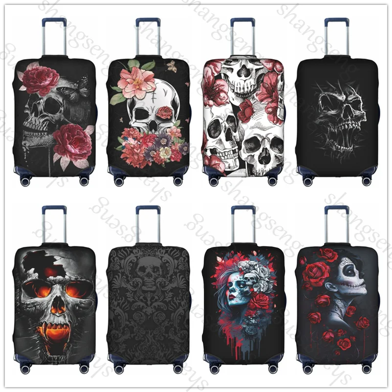 

Готический панк-череп, толстый эластичный защитный чехол для багажа, костюм на молнии для 18-32 дюймов, сумки, чехлы для чемоданов, дорожные аксессуары