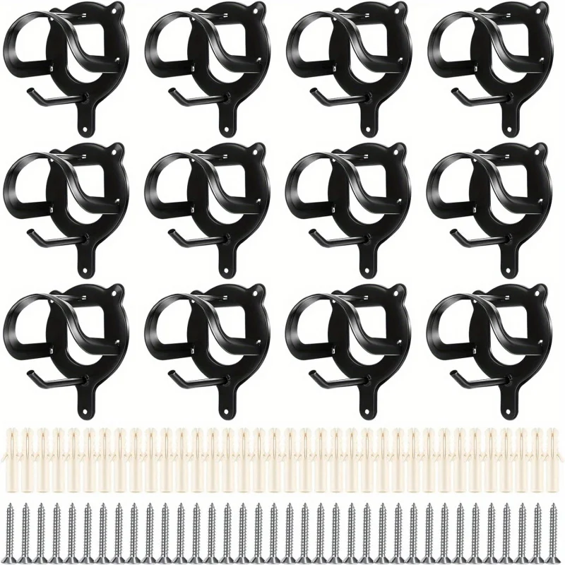 

Baisher 12 шт. черные металлические подставки для седла с крючками, трубками и винтами — прочные подвесные кронштейны для хранения конских ногтей и шеей для бара