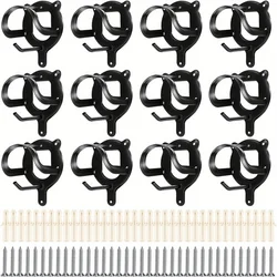 Baisher 12pcs Black Metal Saddle Racks with Hooks, Pipes & Screws - Durable Horse Nail Storage and Neck Hanging Brackets for Bar