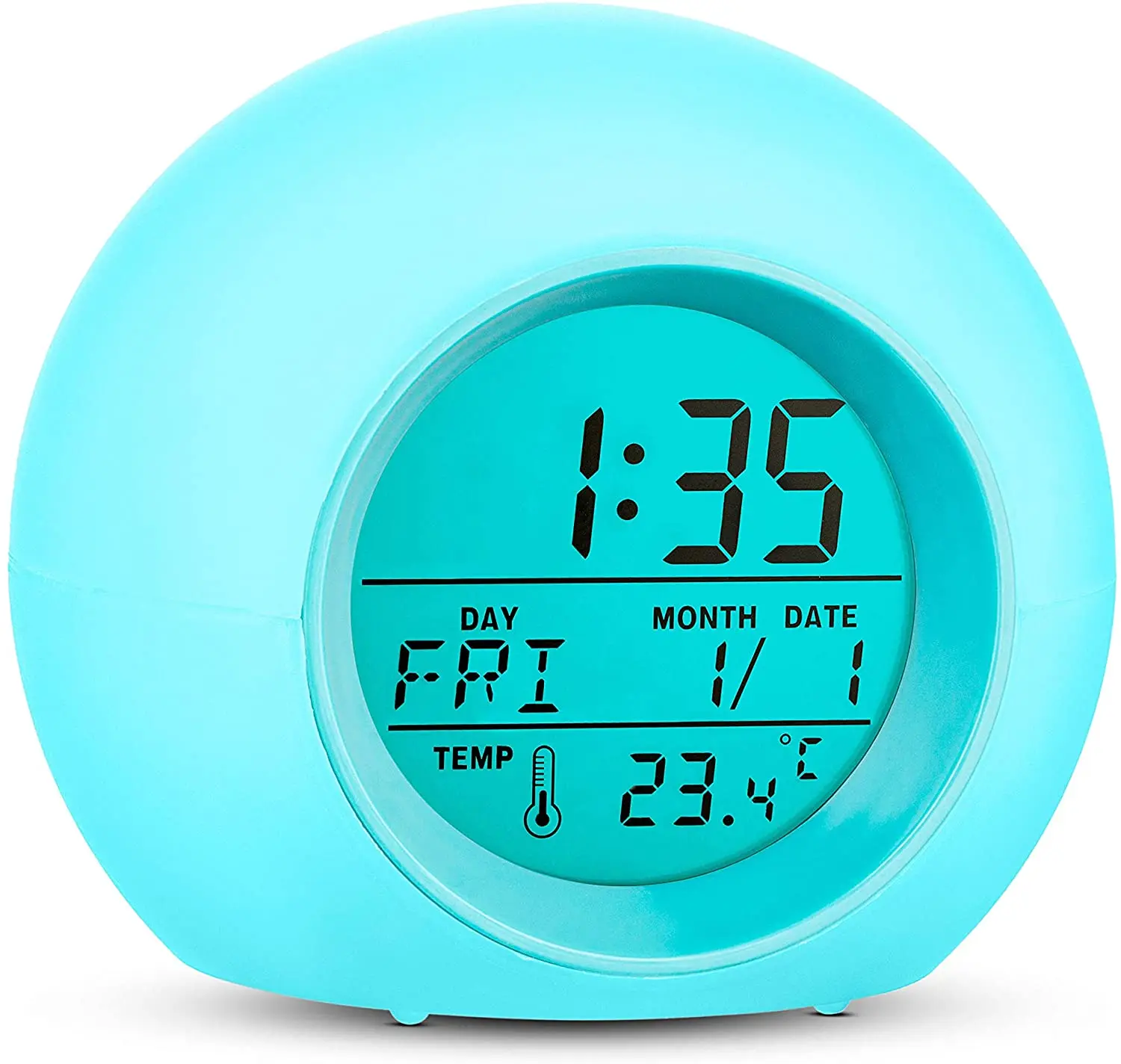 7 Colors Night Light Clock Alarm Digital Clock Touch Sensor Switch for Toddler Students Kids to Wake up Bedroom Indoor Outdoor