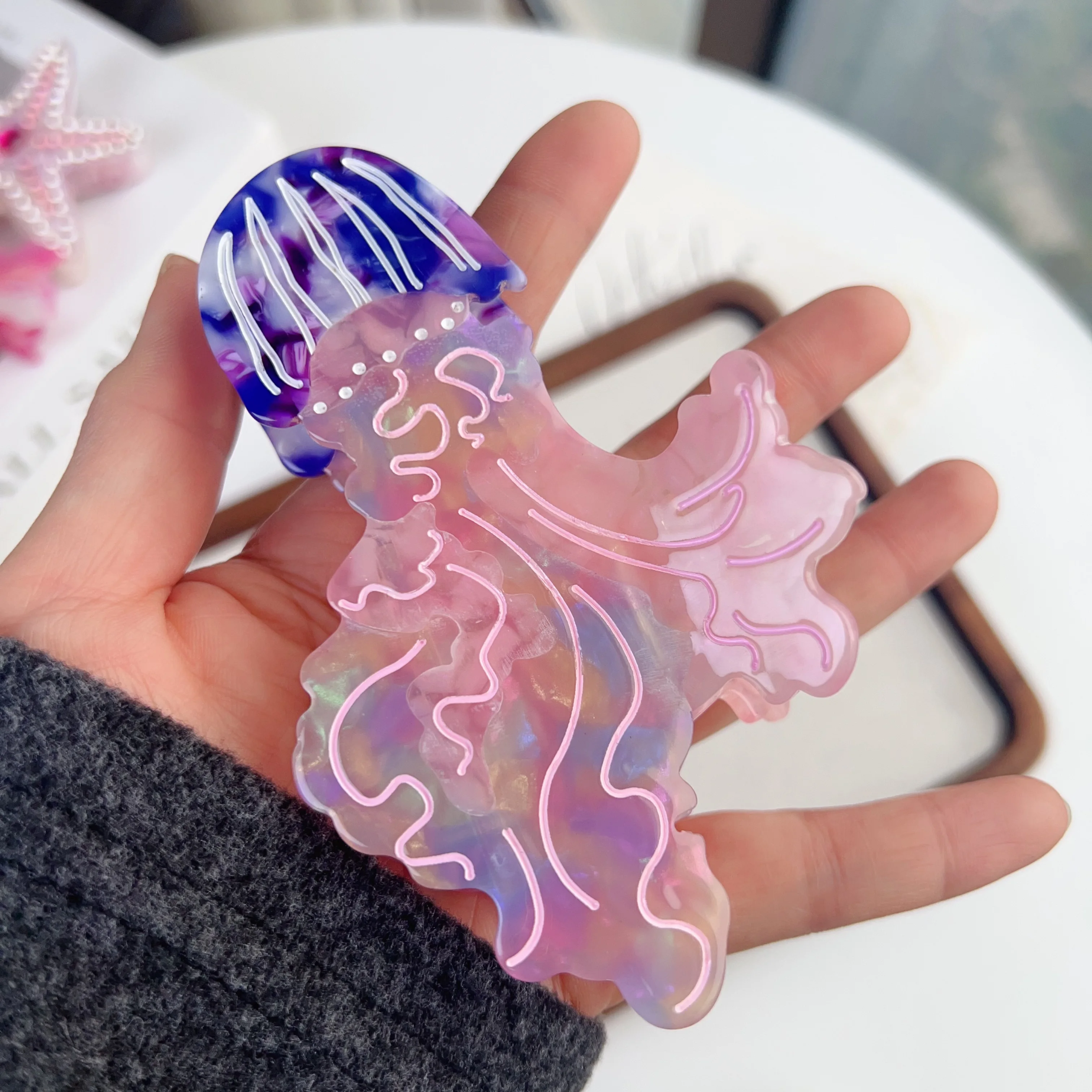 

Заколки для волос с когтями медузы. Уникальный и повседневный островный стиль. Ацетат, ручная работа. Высокое качество. Модный модный.