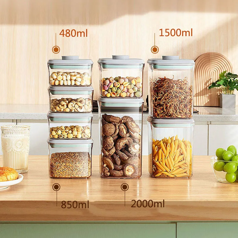 Airtight Food Storage Containers with Lids,Top Pop One Button Control,Air Tight Stackable Dry Cereal Container Set for Pantry