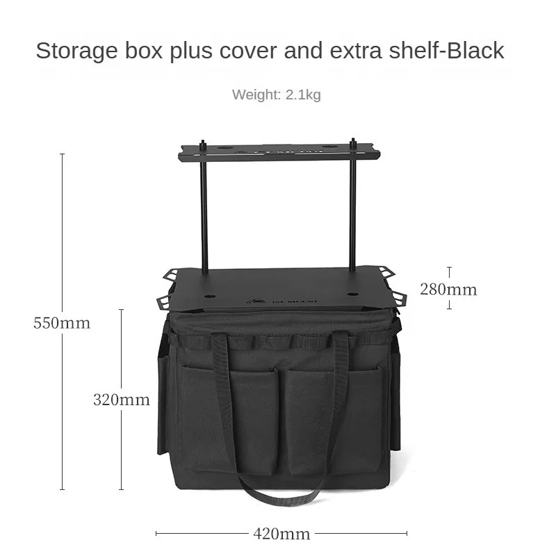 ISE MOUNT tas penyimpanan berkemah dengan dukungan interior, plus penutup dan rak ekstra, meja berkemah, organizer multifungsi