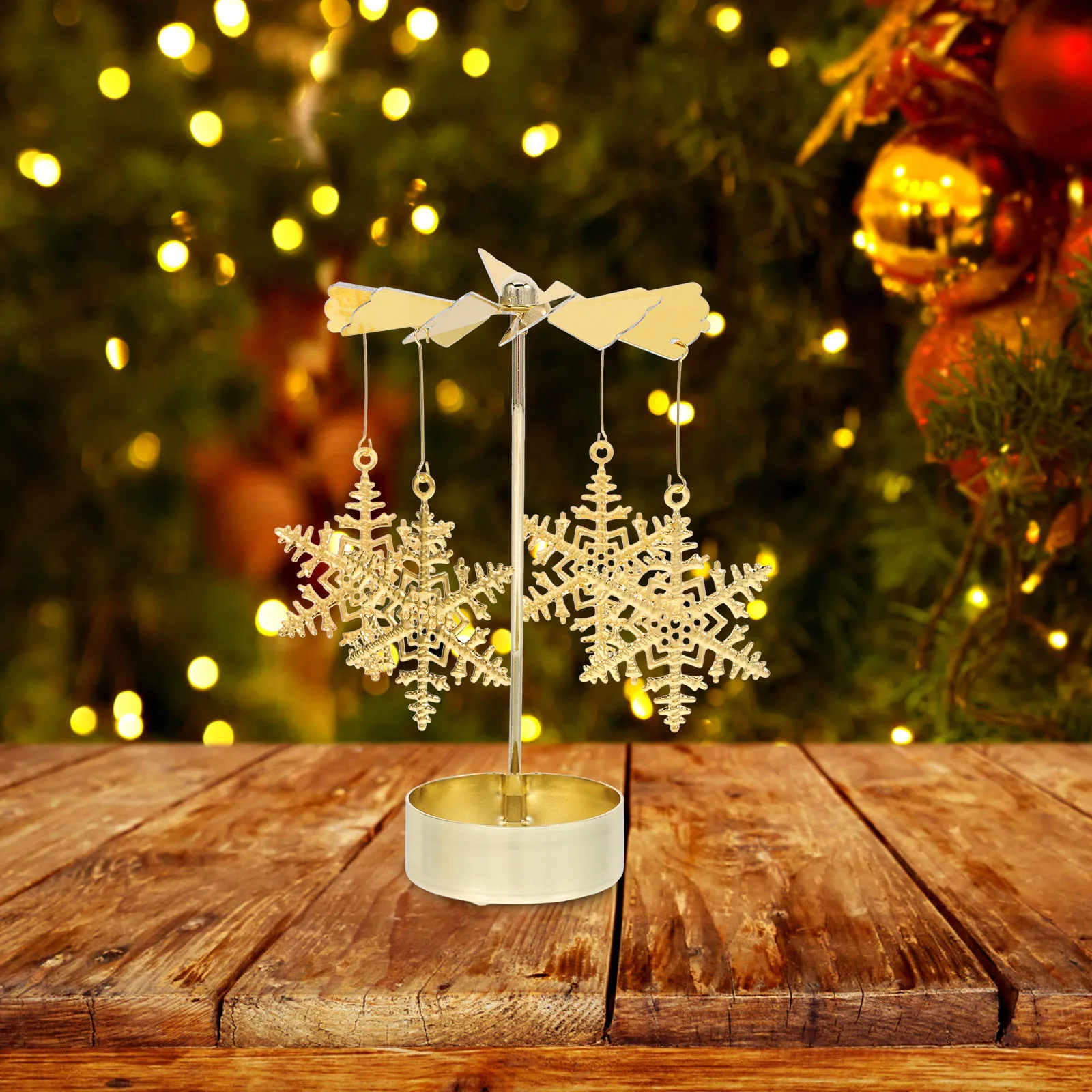 

3pcs Rotating Roating C Holder C Holder Golden Spinning C Christmas Tealight Metal Windmill Decor