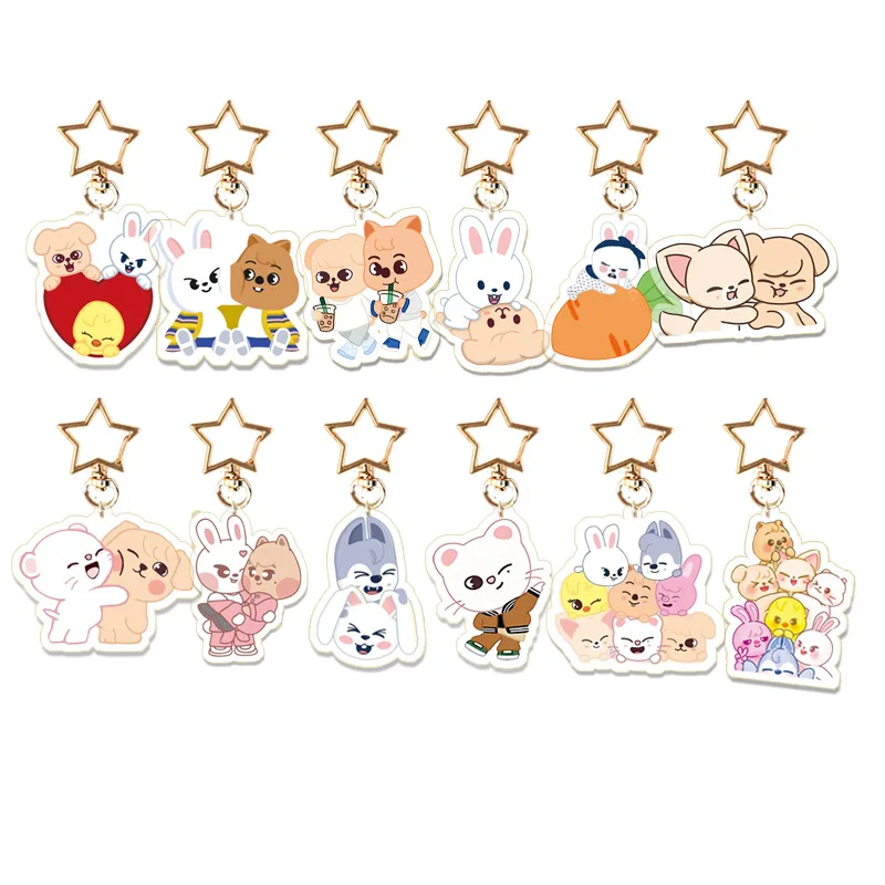 

SKZOO Stray Kids Cartoon Style Acrylic Double-Sided Keychain Pendant Accessory, Celebrity Merchandise Keychain, Perfect Fan Gift