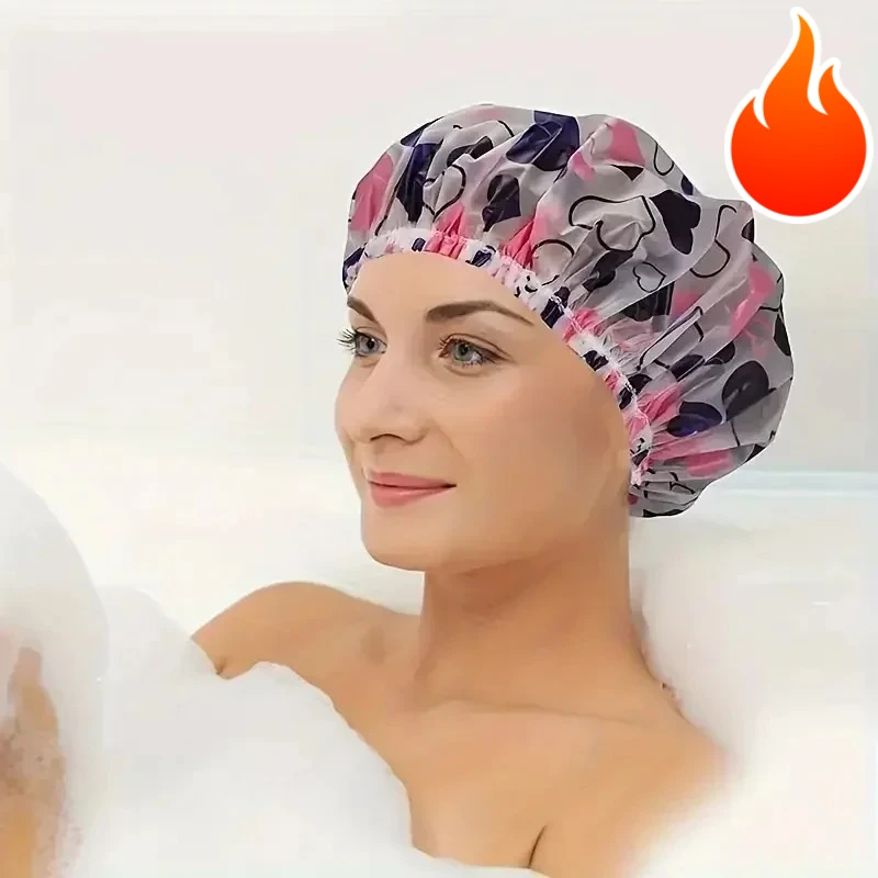 

Adjustable Printed Shower Caps Waterproof Reusable with Elastic Band for Women Spa Salon Bathroom Products Shower Caps