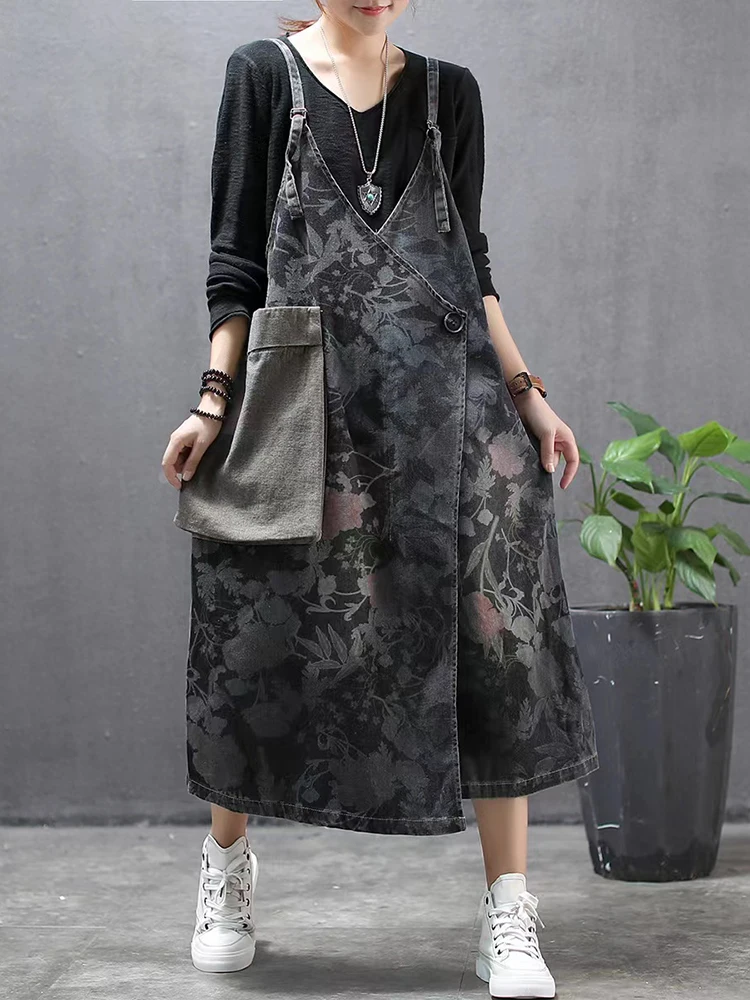 Max LuLu 2024 Summer Streetwear Womens Printed Loose Denim Sleeveless Dress Ladies Fashion Casual Vestidos Vintage Long Clothes