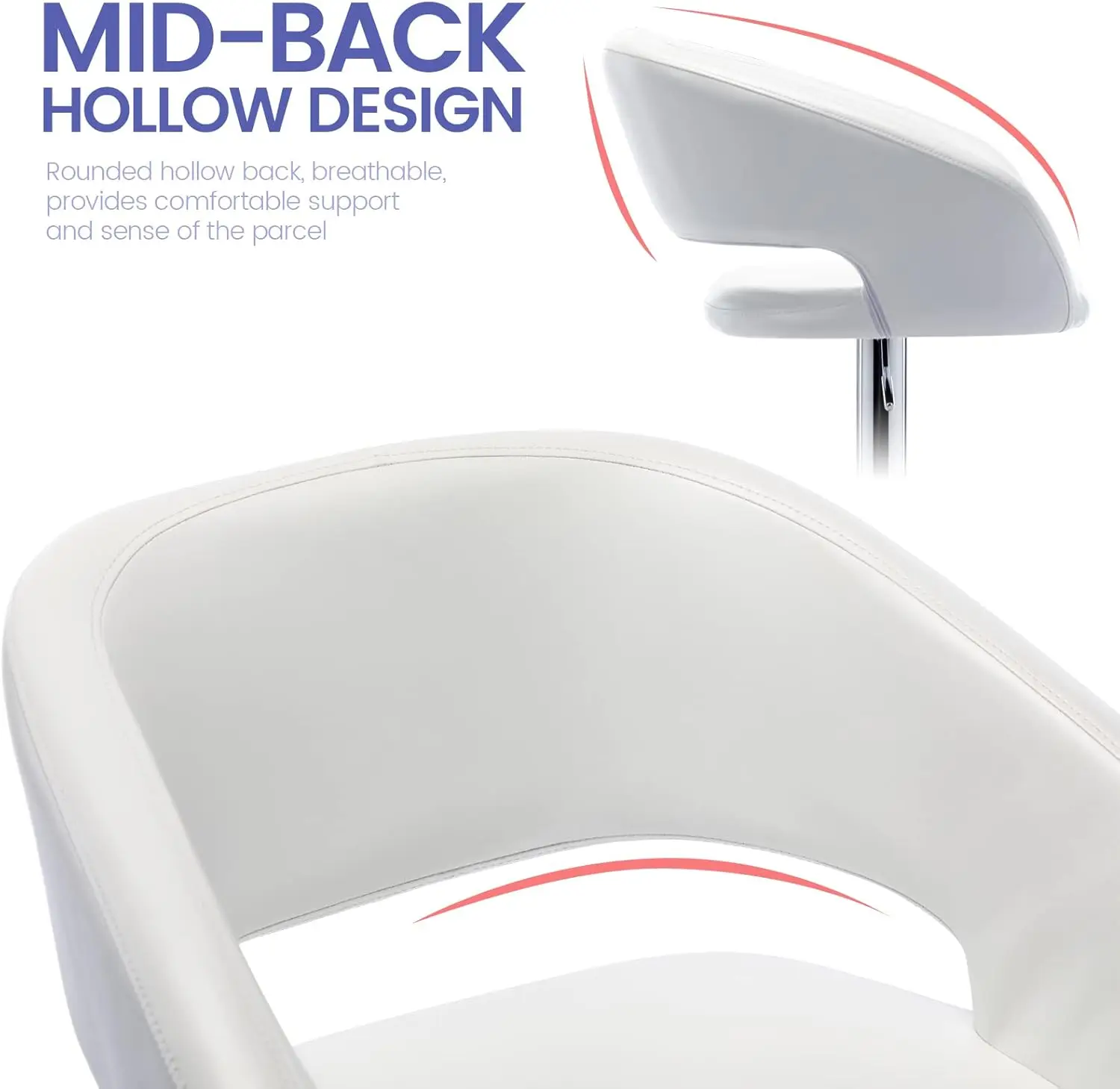 Vogue Furniture Direct Adjustable Bar Stool With Hollow Back And Arms, Modern Pu Leather Swivel Barstool, Airlift Counter