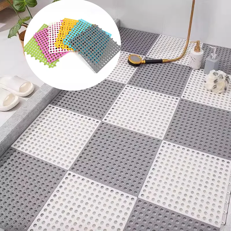 10/16 Stück Drainage ineinandergreifende Bodenfliesen, rutschfeste Pool-Badewannenmatte, weiche PVC-Ablaufmatte, kann gespleißt und geschnitten werden